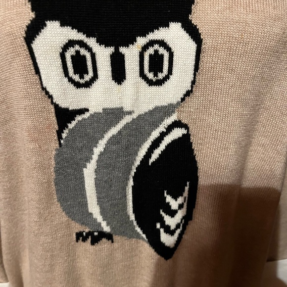 Notations Lightweight Knit Sweater with Beige Owl Design 1X - Picture 8 of 10